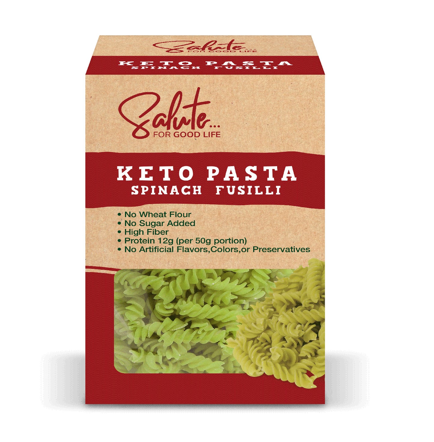 Salute Fusilli Spinach Keto Pasta