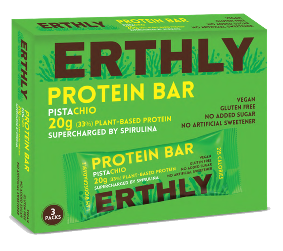 ERTHLY Plant Based Protein Bar Pistachio (Pack of 3)