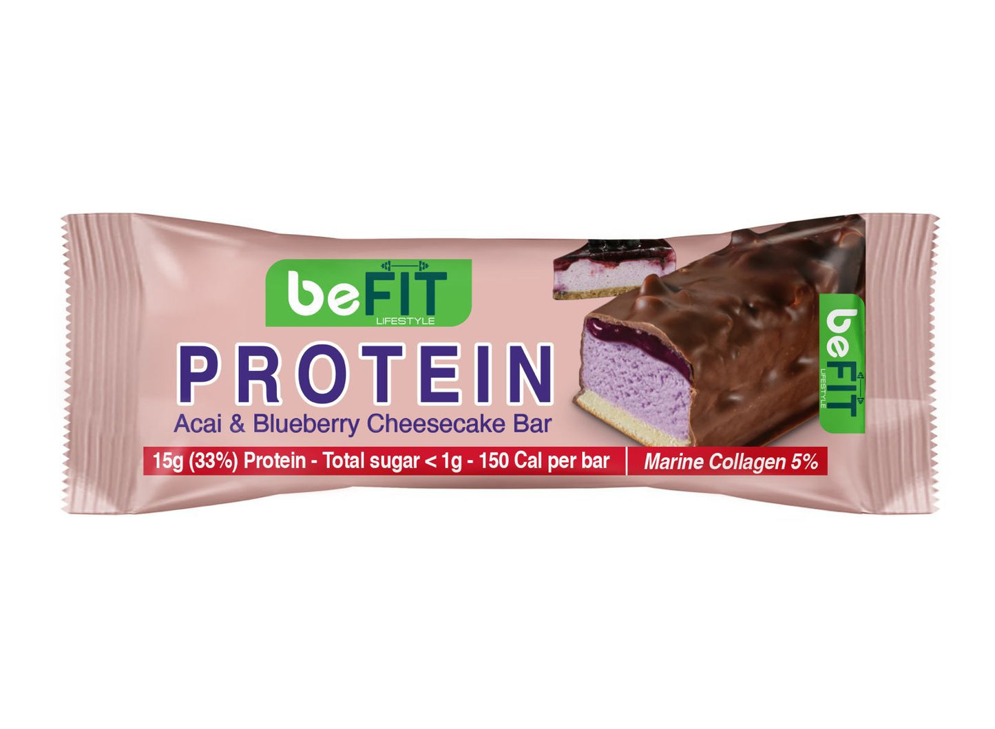 Açaí & Blueberry Cheesecake Protein Cake Bar with Marine Collagen Single