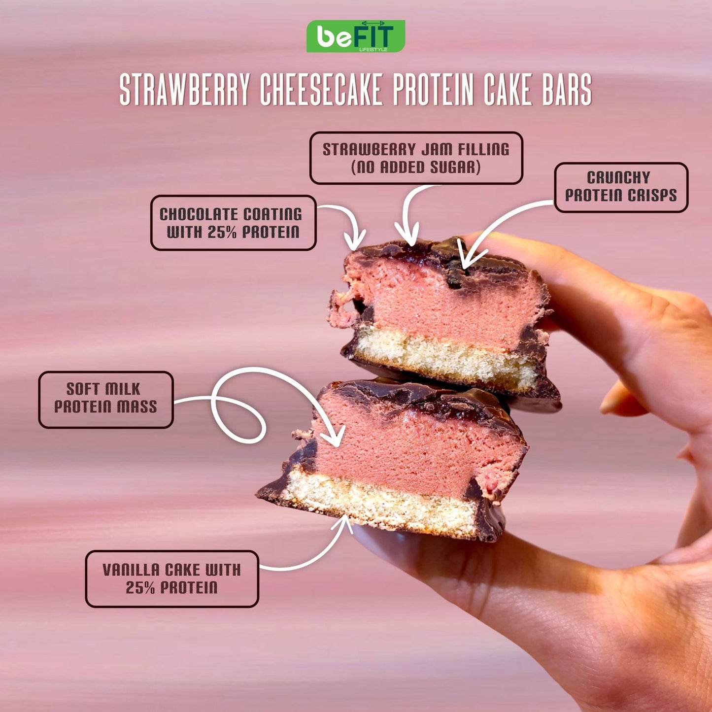 Strawberry Cheesecake Protein Cake Bar Single